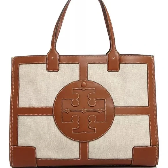 Tory Burch Ella Canvas Quadrant Tote - Picture 1 of 8